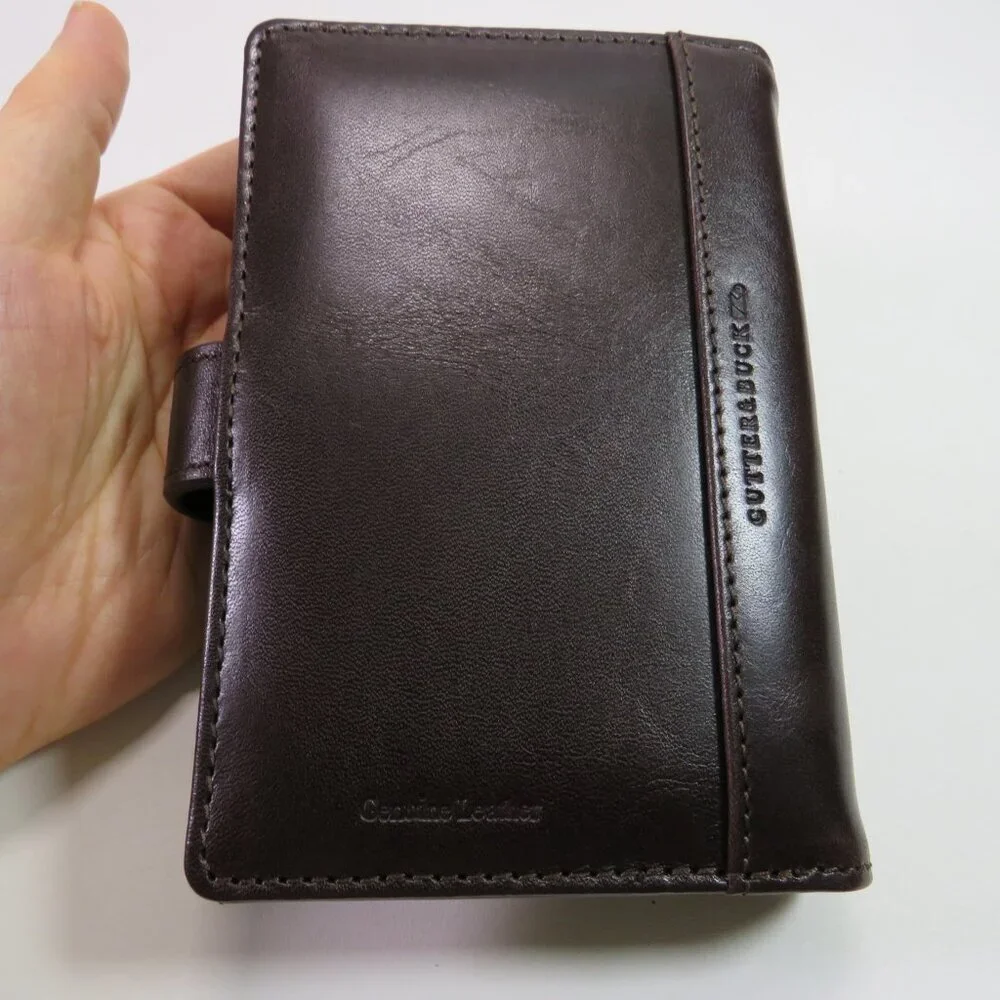 Vtg Cutter and Buck Genuine Leather Travel Wallet w Large Pocket & Notepad w Box